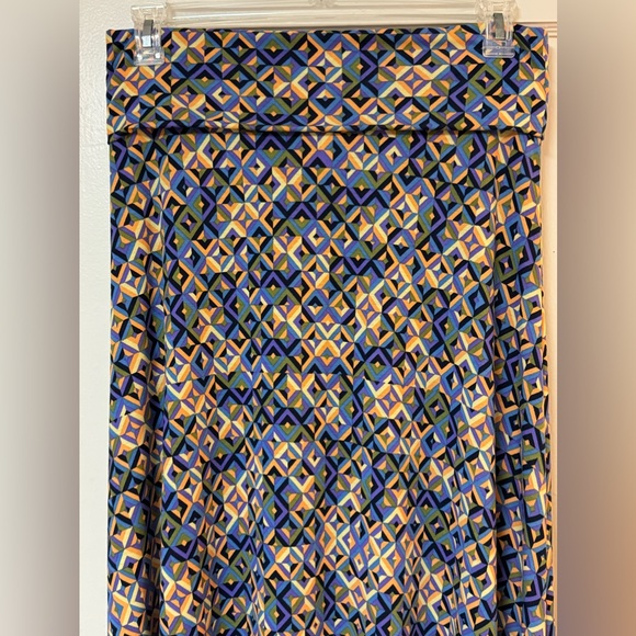 LULAROE Maxi Skirt Purple Green Blue Orange Black Yellow Geometric Pattern Sz M - Picture 4 of 14